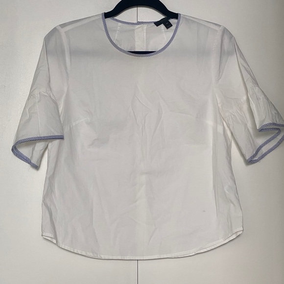 J.Crew White  Button Back Bell Sleeve Top - Picture 4 of 6